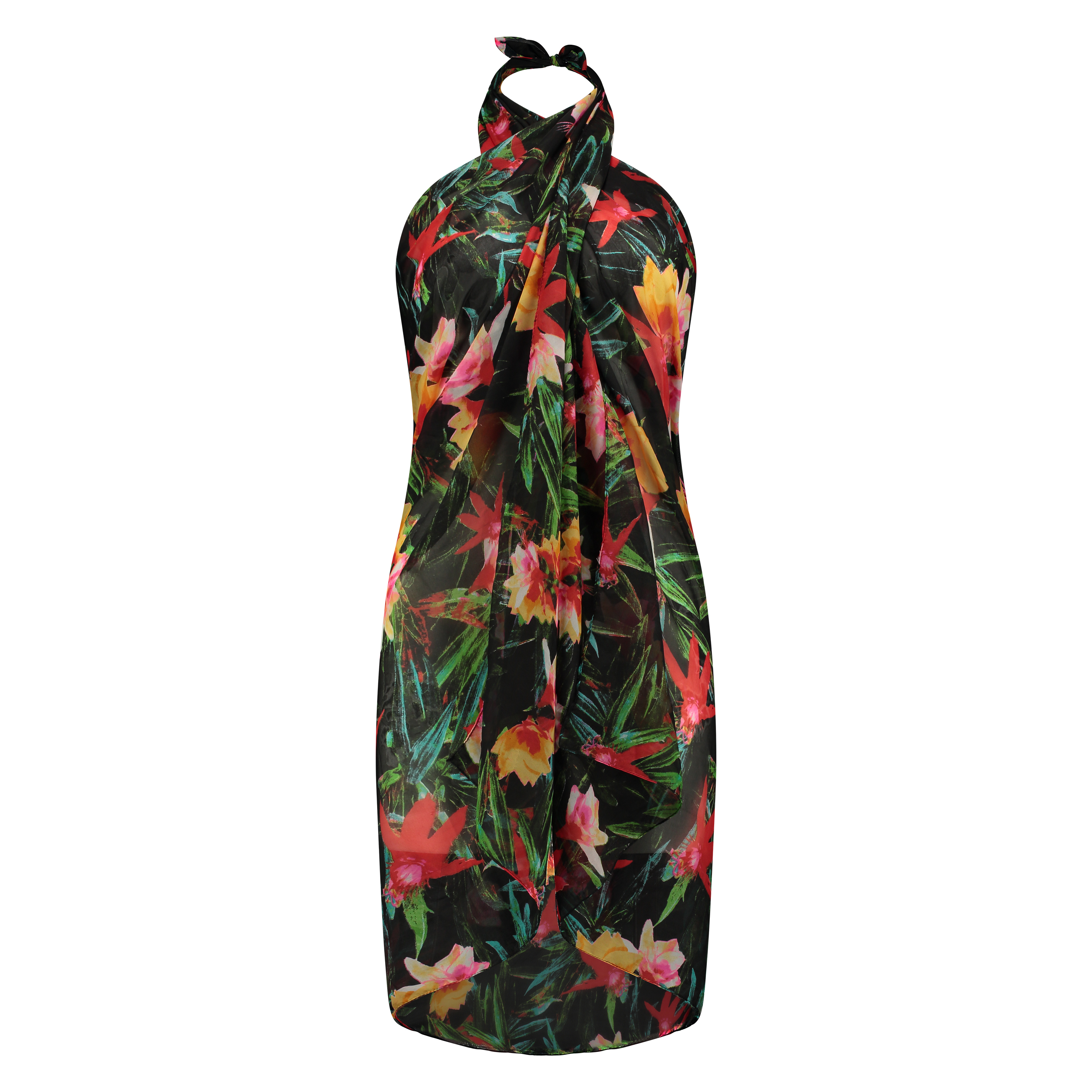 Pareo Floral Fantasy, Schwarz, main