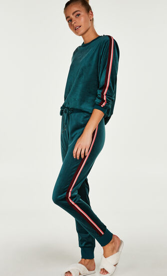 Top Velours Stripe, gr&uuml;n