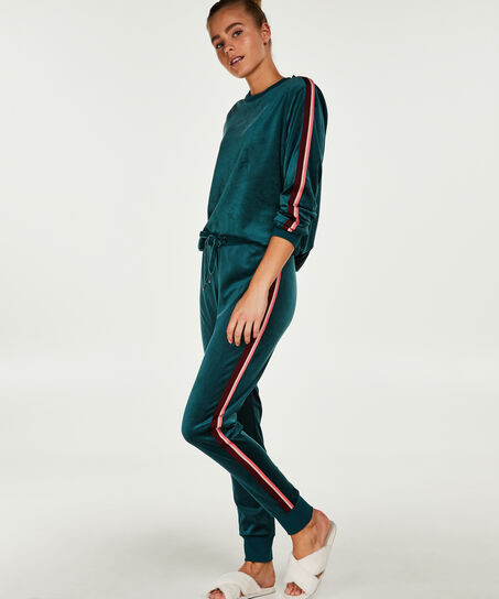 Top Velours Stripe, gr&uuml;n