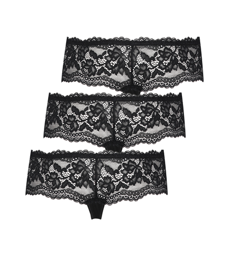 3er-Pack Boxerstrings Florence, Schwarz