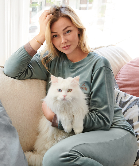 Oberteil Velour Lurex, Gr&uuml;n