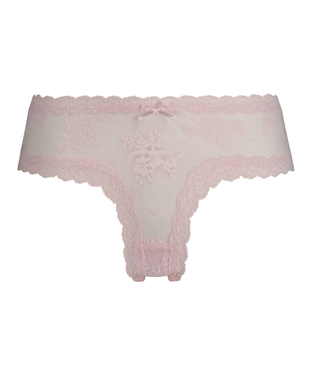 Slip br&eacute;silien V-shape Floral Mesh, Rose
