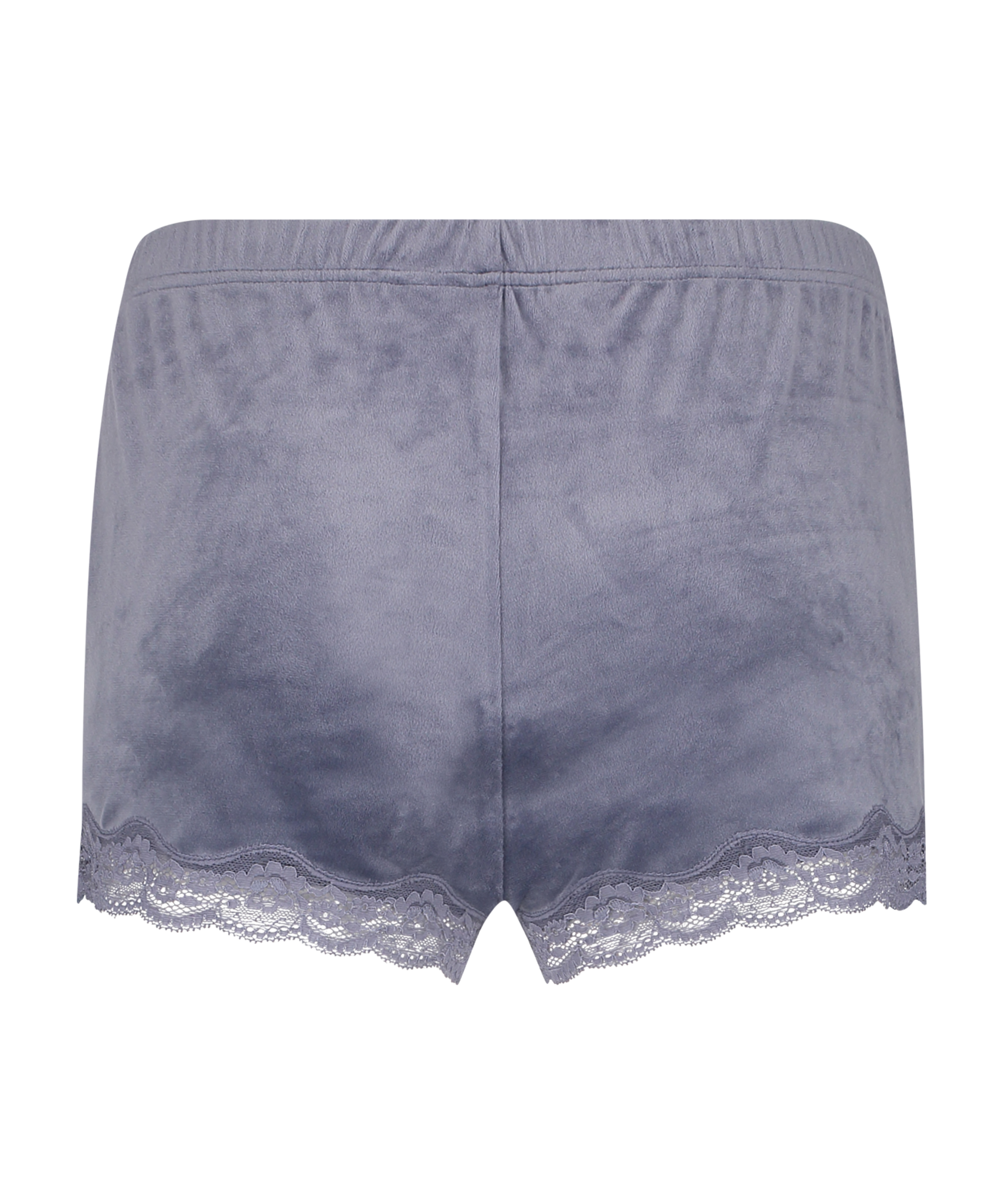 Shorts aus Velours mit Spitze, Grau, main