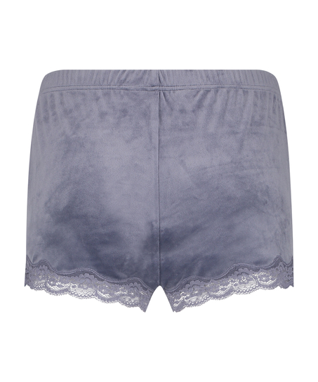 Shorts aus Velours mit Spitze, Grau