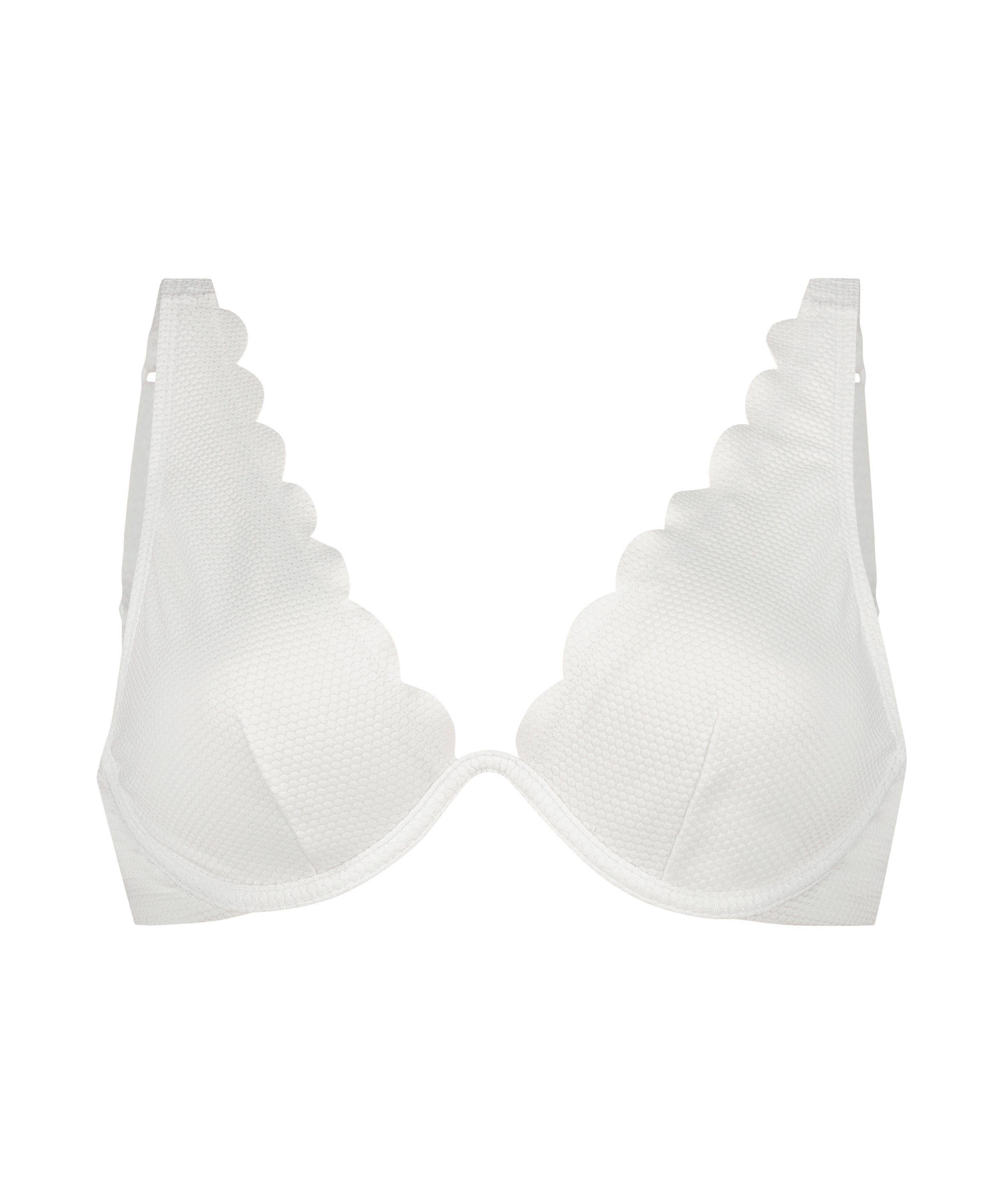 Haut de bikini &agrave; armatures non rembourr&eacute; Scallop, Blanc, main