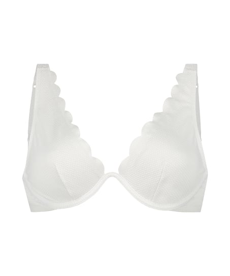Haut de bikini &agrave; armatures non rembourr&eacute; Scallop, Blanc