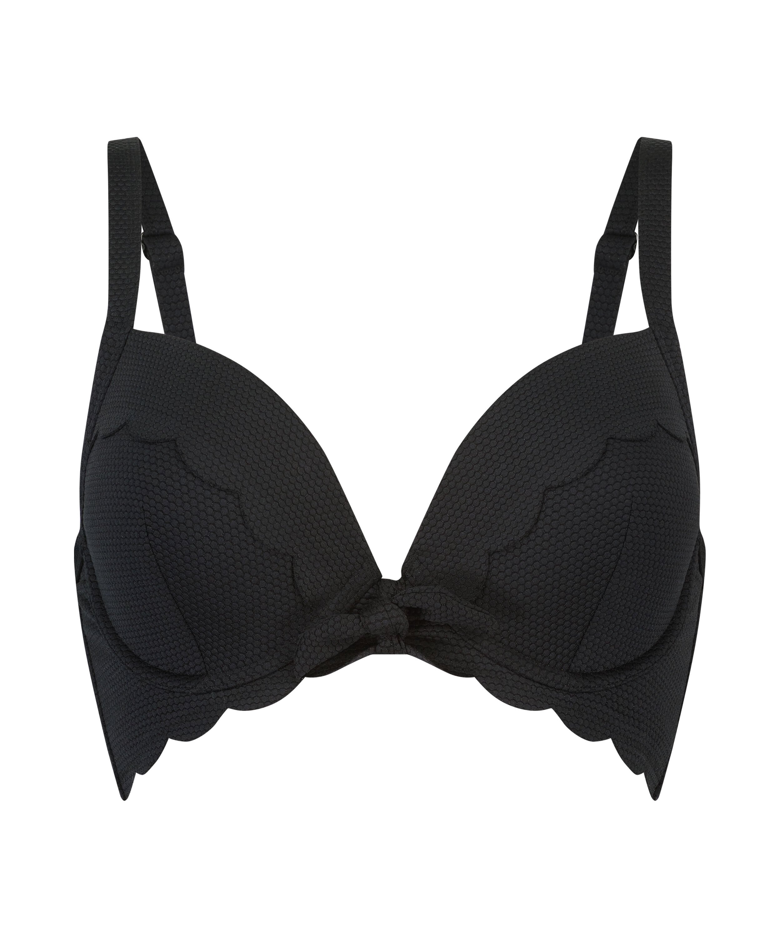 Haut de bikini pr&eacute;form&eacute; &agrave; armatures Scallop, Noir