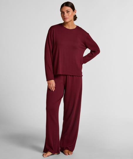 Pyjama Hose Loose Pointelle, Rot