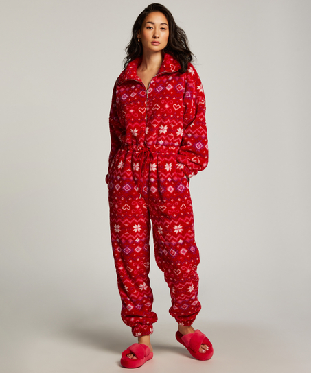 Onesie aus Fleece, Rot