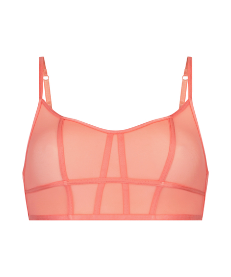Longline Bralette Sexy Mesh, Orange