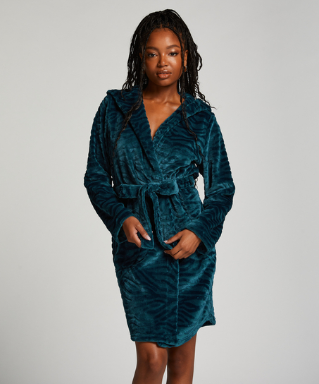 Kurzer Bademantel Fleece Rip, Blau