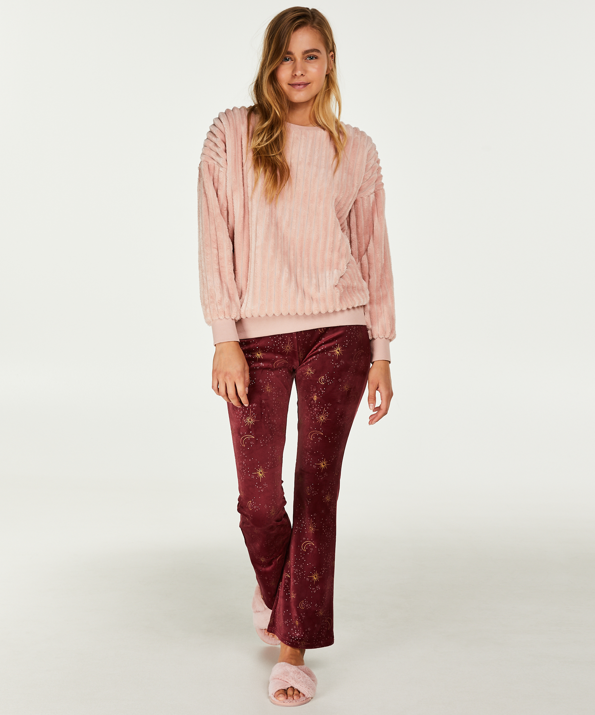 Top polaire &agrave; manches longues, Rose, main