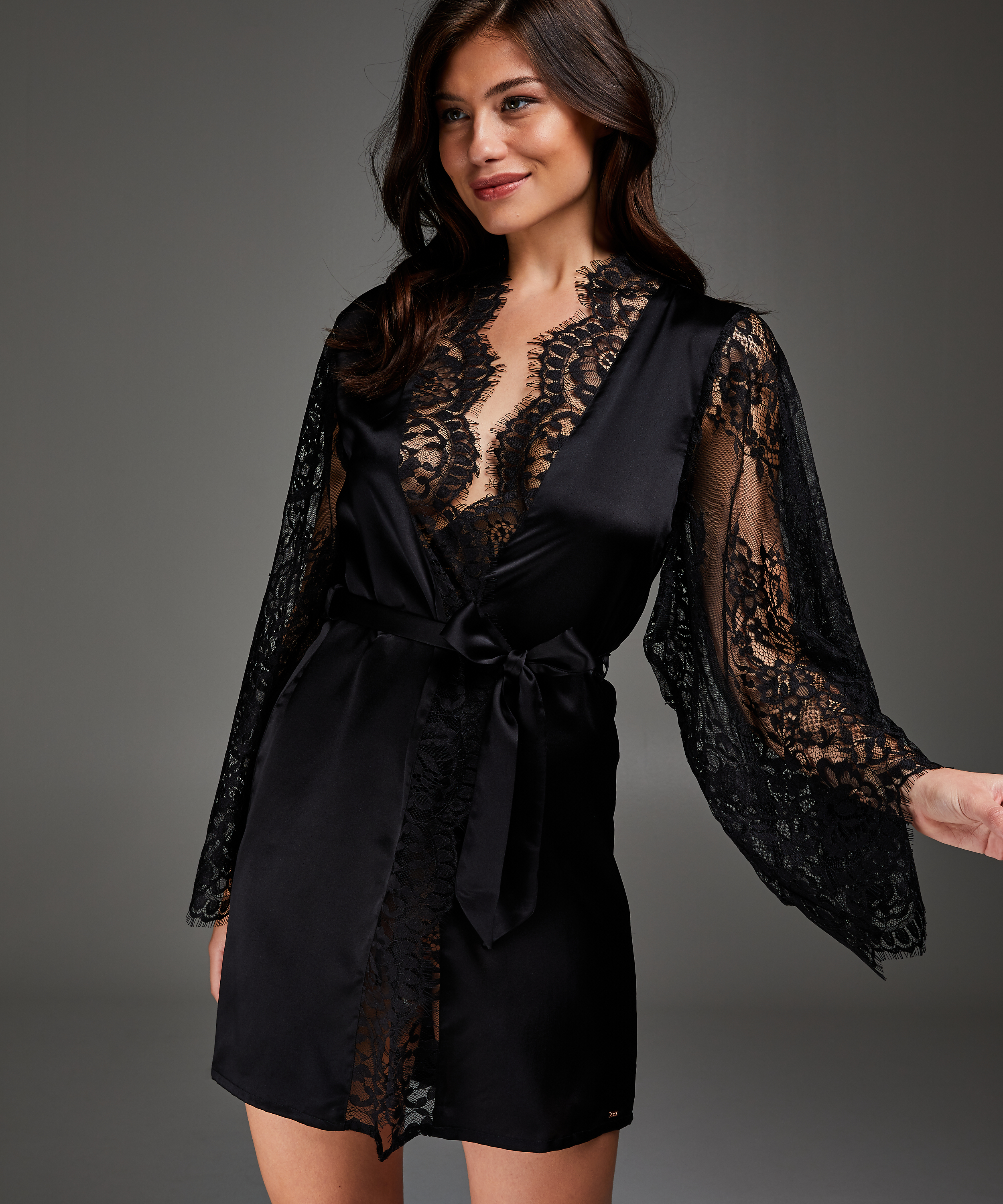 Kimono Seide, Schwarz, main