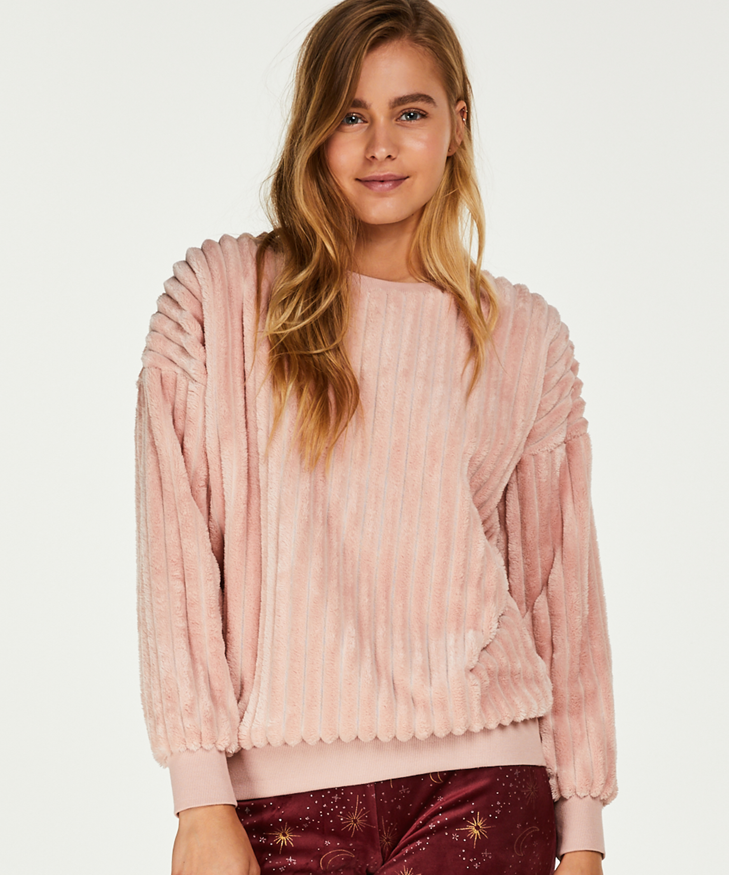 Top polaire &agrave; manches longues, Rose, main