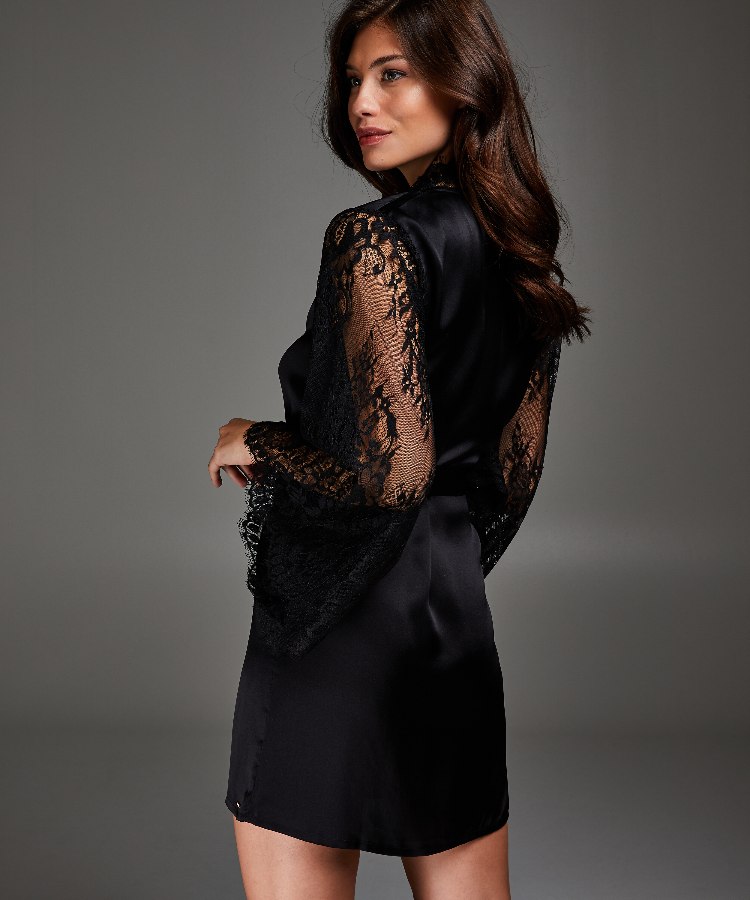 Kimono Seide, Schwarz, main